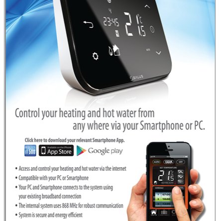 Smart phone controlled heating thermostat